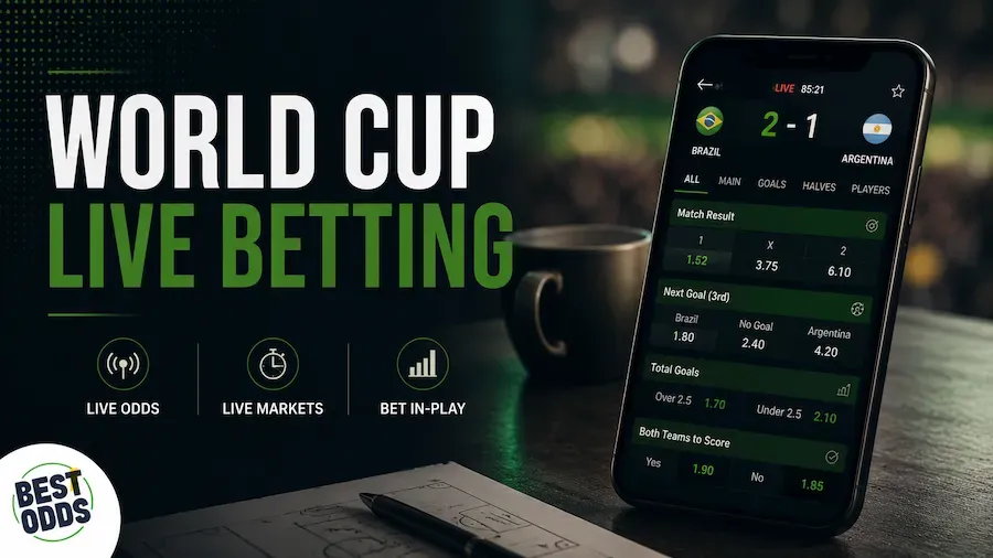 Best Odds - Banner with World Cup live betting.