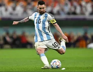 Lionel Messi - Portrait with Argentina jersey.