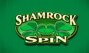 Shamrock Spin - Logo with green background and clovers.