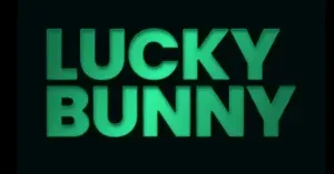 Lucky Bunny - Logo with green text on black.