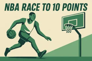 NBA - Illustration with player and hoop.