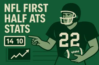 NFL First Half ATS Stats - Graphic with player and data.