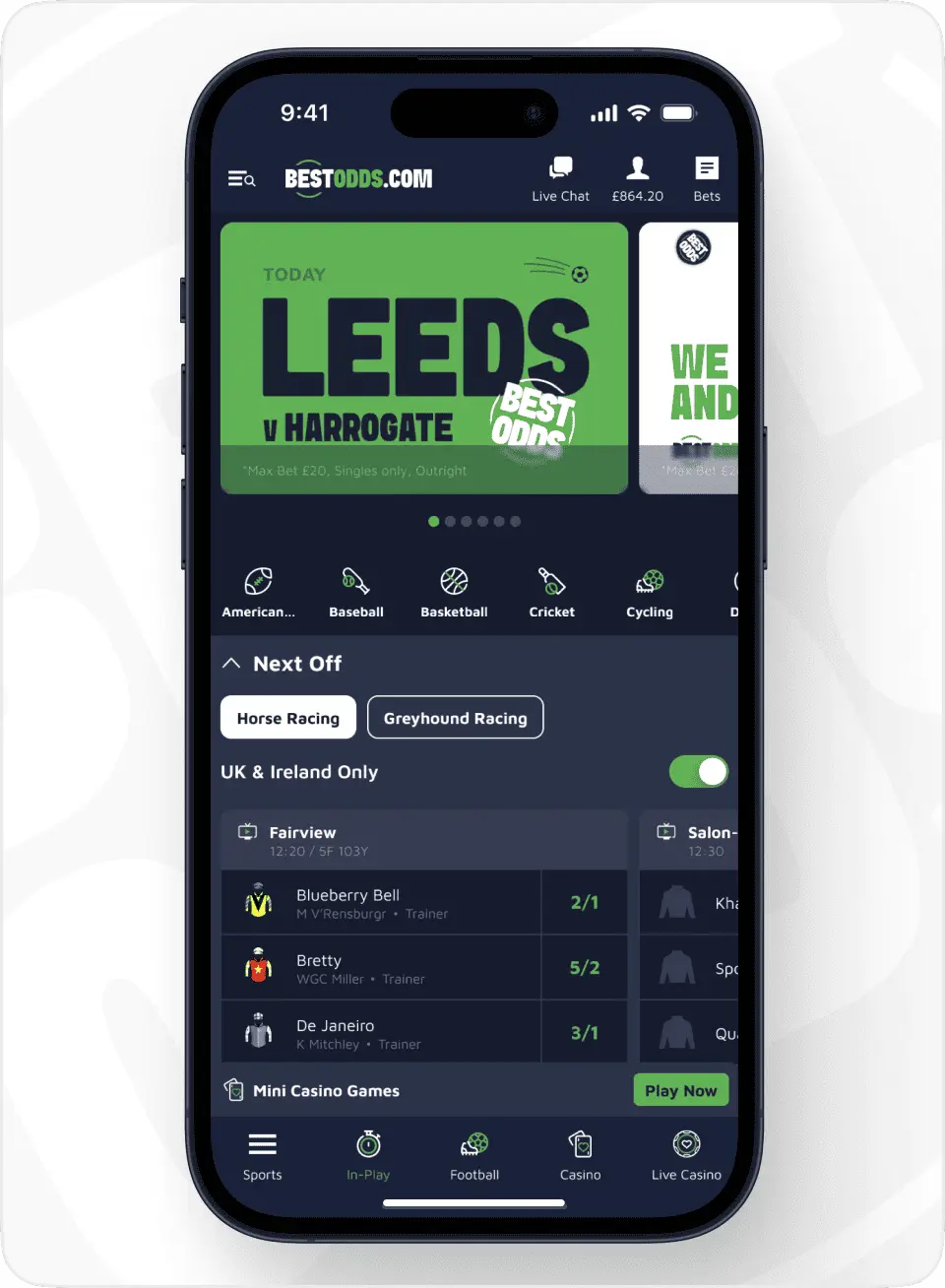 BestOdds app on phone