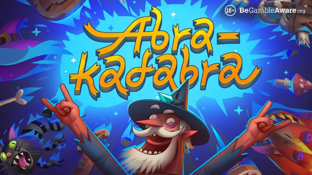 Abrakadabra - Banner with colorful wizard design.