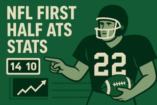 NFL First Half ATS Stats - Graphic with player and data.